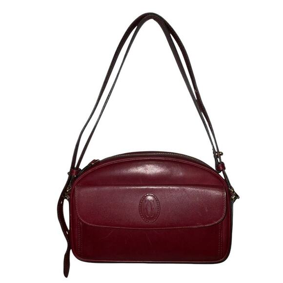 Cartier Handbags - Cartier Must de Cartier Burgundy Leather Crossbody Shoulder Bag With Dustbag